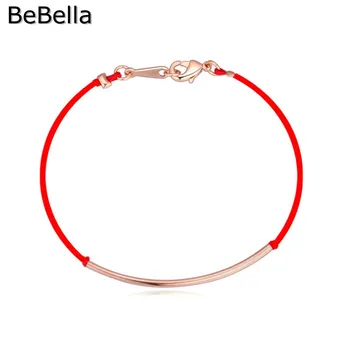 BeBella plona raudona virvė linija sriegis grandinės apyrankė iš 3 spalvų lenkti metalo mados papuošalai moterims, merginos Kalėdų dovana