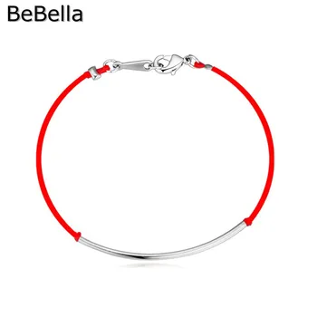 BeBella plona raudona virvė linija sriegis grandinės apyrankė iš 3 spalvų lenkti metalo mados papuošalai moterims, merginos Kalėdų dovana