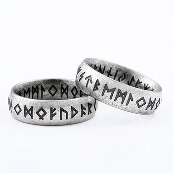 Beier 316L Nerūdijančio plieno Mados Stilius VYRAI Dvigubai laišką Rune žodžiai Odin Skandinavų Vikingų AmuletRETRO Žiedai, Papuošalai LR-R136