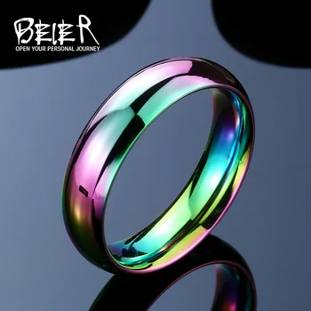 Beier 316L Nerūdijančio Plieno žiedas aukščiausios kokybės Rainbow Ring karšto pardavimo Žmogus/Moteris, bižuterijos BR-R063
