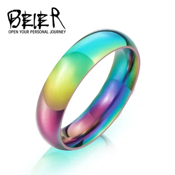 Beier 316L Nerūdijančio Plieno žiedas aukščiausios kokybės Rainbow Ring karšto pardavimo Žmogus/Moteris, bižuterijos BR-R063