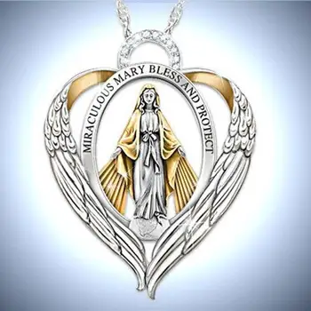 Berbeny 2020 Kristalų Mergelės Karoliai Moterų Širdies Laišką Religinių Marija Pakabukas Karoliai Pareiškimą Katalikų Papuošalai
