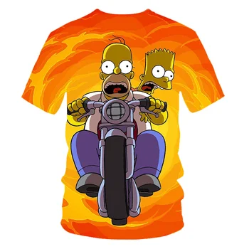 Berniukai 3D animaciją, juoda vyro riedlentė Simpson T-shirt vasaros cool kids kietas berniukų ir mergaičių mados trumpomis rankovėmis t-shirt viršūnes tee