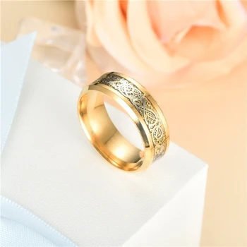Bižuterijos Pora Žiedus Romantiškas Širdies Cirkonis Žiedas Nustatyti Nuotakos Sužadėtuvių Aukso Spalvos Vintage Dragon Nerūdijančio Plieno Žiedas Vyrams