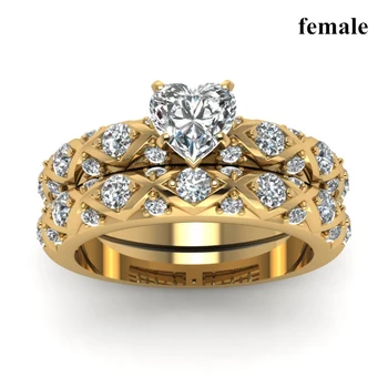 Bižuterijos Pora Žiedus Romantiškas Širdies Cirkonis Žiedas Nustatyti Nuotakos Sužadėtuvių Aukso Spalvos Vintage Dragon Nerūdijančio Plieno Žiedas Vyrams