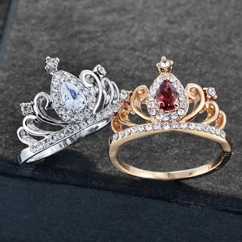 Bižuterijos Žiedas Klasikinio Kristalų, Cirkonio Vainikėlis Žiedas Moterims Priedai Vestuvės Nuotakos Sužadėtuvių Dovana