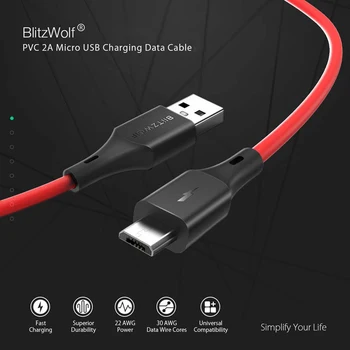 BlitzWolf Micro USB Kabelis 2A Įkrovimas USB Duomenų Kabeliu Greitai Už 