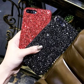 Blizgučiai Bling Luxury Phone Case Cover For iPhone XS Max XR 8 7 6S Plius Silikono Modelio Rožinė Aukso, Juoda Sidabrinė Raudona Funda Bamperis