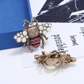 Bohemija Naujas Mados Perlų Moterų Sagės Pin Stiklo Bičių Vabzdžių Vintage Stiliaus Papuošalai Dovanos Šalis Apdaila