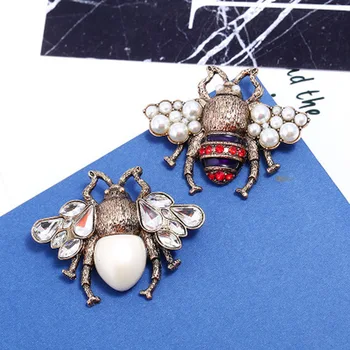 Bohemija Naujas Mados Perlų Moterų Sagės Pin Stiklo Bičių Vabzdžių Vintage Stiliaus Papuošalai Dovanos Šalis Apdaila