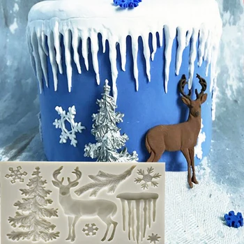 Briedžių Ledynas Kalėdų Medžio Silikono Formos 3D Kalėdų Tema Slapukus, Šokolado Minkštas Pelėsių Tortas Dekoravimo Įrankiai, Virtuvės Kepimo Formų