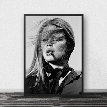 Brigitte Bardot prancūzų Mados Plakatas Juoda ir Balta Garsus Modelis Foto Nuotraukos Meno Tapybos Sienų Dekoras Drobė Spausdinama