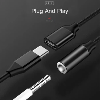 C tipo 3,5 mm Mokestis Audio Adapteris 2 In 1, USB, C Headphone Splitter AUX Audio Kabelis Xiaomi 6 8 Sumaišykite 2s Huawei Mate10 P20 pro