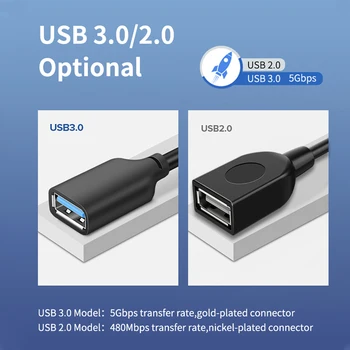 CABLETIME USB prailginimo Kabelis USB3.0 USB V/F Tipo, Kabelis 5Gbps USB Extender Duomenų TransferCord Nešiojamas SSD Smart TV C267