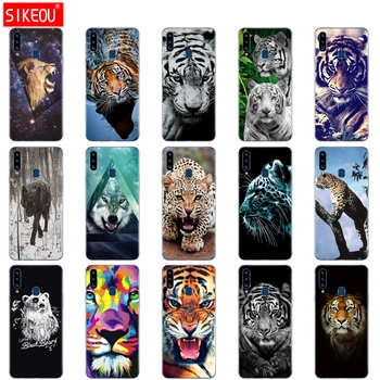 Case For Samsung Galaxy a20s Atveju Silicio Bumper Samsung A20s A 20s a207 SM-a207f Padengti Fundas vilkas tigras, liūtas, Leopardas lokys