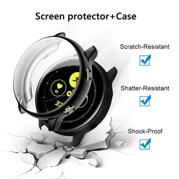 Case For Samsung Galaxy žiūrėti Aktyvus 40 44 mm TPU Visi Aplink apimti bamperis+filmas Screen Protector Galaxy žiūrėti aktyvios 2 44mm 40mm