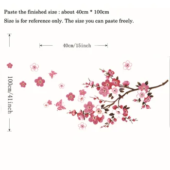 Cherry Blossom medžio šaką Sienų Lipdukai Gyvenimo kambario, Miegamasis Fone apdailos jam prilygintą išsilavinimą Meno, Lipdukai augalų lipdukas namų dekoro