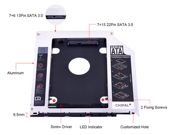 CHIPAL SATA 3.0 2nd HDD Caddy 9mm 9.5 mm VSD Atveju, HD Kietasis Diskas Aptvarą Macbook Pro 13