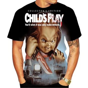 Chucky Helovinas Lėlės Siaubo 3D T-Marškinėliai Vyrams Kūrybinės Medvilnės Tees Apvalios Kaklo trumpomis Rankovėmis Marškinėliai Plius Dydis Drabužiai