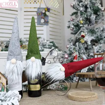 CHZLL Beveidis Lėlės Kalėdų Vyno Butelio Dangtelį, Santa Claus Lėlės Ornamentu Raudonojo Vyno butelio Dangtelį Linksmų Kalėdų Dekoro Namai