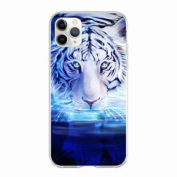Ciciber Gyvūnų tigras, liūtas minkštos TPU Telefono dėklas skirtas iphone 11 Pro Max 7 8 6 S Plius 5 5S SE Padengti atveju, 