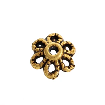 Cinko metalo lydinio Karoliukai, Kepurės Gėlių Aukso Tonas (Tinka 12mm Granulių), 6mm( 2/8