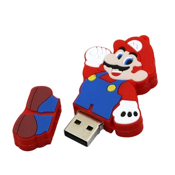 Cle USB Stick 32GB Super Mario Animacinių filmų Naršyklė Pendrive 128GB 64GB Juokinga Usb Flash Drive 16GB Memory Stick Diskas 8GB 4GB Pen Ratai