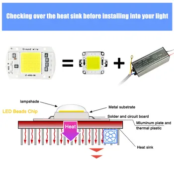 COB (Chip 10W 20W 30W 50W LED Lustas Lempa 220V 240V nereikia Vairuotojo Potvynių Šviesos Prožektorius Lampada 