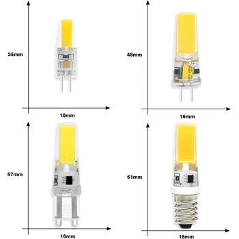 COB LED Lemputė G4, G9 E14 AC / DC 12V 3W 220V 6W 9W Lampada LED G4, G9 Lempučių šviesos srautą galima reguliuoti Kristalų Halogeninis Prožektorius Šviestuvo Šviesos