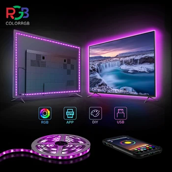 ColorRGB, TV Backlight , USB Powered LED šviesos juostelės ,RGB5050 24 Colių-60 Colių TV,Veidrodis,PC, APP Kontrolės Šališkumo