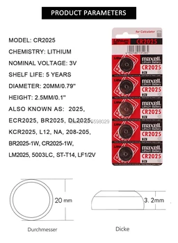 Cr 2025 3V Ličio Monetos Baterija 10VNT/DAUG maxell Originalus cr2025 Mygtuką Cell Baterijos Pagrindinė plokštė Nuotolinio Valdymo Žaislas