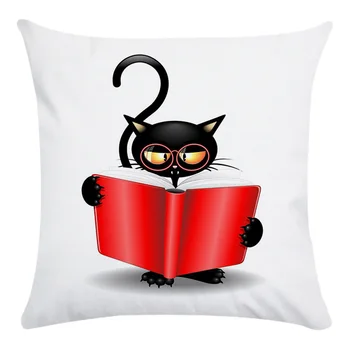 CUSCOV ew animacinių filmų juoda katė, super minkštas poliesterio namų užvalkalas apdaila, gyvenamasis kambarys sofos užvalkalas pagalvėlė padengti