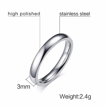 Custom 3mm, Plona Nerūdijančio Plieno Vestuvių Pora Žiedus Moterų Vyrai Niekada Išnyks Dalyvavimas Juostų CZ Stone Įspūdį Solitaire Žiedas