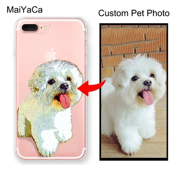 Custom Pet iliustruotas Katė Gyvūnų dovana Šuo Portretas Aiškiai Atveju iPhone, 12 mini Pro 11 MAX X XR XS MAX SE 2020 6S 7 8 Plius