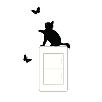 Cute Kačių ir drugelis įdomu Pereiti vinilo Lipdukas jungiklis apdailos namų dekoro lipdukai vandeniui Nuimamas Sienų Lipdukai
