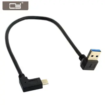 CYDZ Grįžtamasis USB-C USB 3.1 C Tipo Kampas 90 Laipsnių Kampu Žemyn Vyras Duomenų Kabelis Nešiojamas & Planšetinio kompiuterio ir Mobiliojo ryšio Telefono 30cm