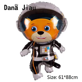 Dana jiau NAUJŲ animacinių filmų gyvūnų astronautas folija balionas Aviacijos svajonė LAIMINGAS GIMTADIENIO apdailos UFO planetą, tyrinėti temą kamuolys