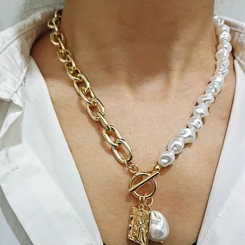 Derliaus baroko perlas karoliai puikūs lydinio širdies formos pakabukas Europos ir Amerikos moteriškas karoliai, papuošalai