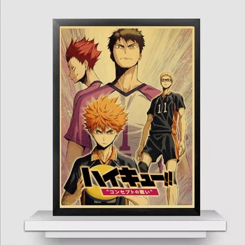 Derliaus Japonų Anime TV Haikyuu!! Retro Plakatų ir grafikos Meno Namai/svetainė/Baras Siena lipdukas Tapyba