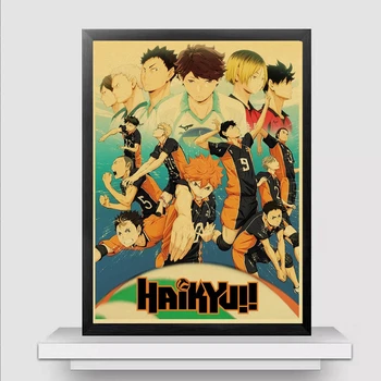 Derliaus Japonų Anime TV Haikyuu!! Retro Plakatų ir grafikos Meno Namai/svetainė/Baras Siena lipdukas Tapyba
