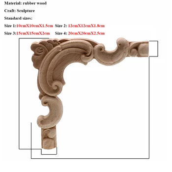 Derliaus Unpainted Medžio Drožė Decal Kampe Aplikacijos Rėmelis, skirtas Namų Baldai, Sieninės Spintos Durų Dekoratyvinis Medinis laivas Miniatiūriniai