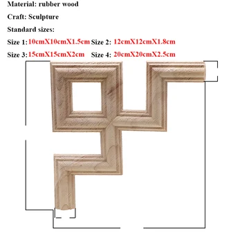 Derliaus Unpainted Medžio Drožė Decal Kampe Aplikacijos Rėmelis, skirtas Namų Baldai, Sieninės Spintos Durų Dekoratyvinis Medinis laivas Miniatiūriniai
