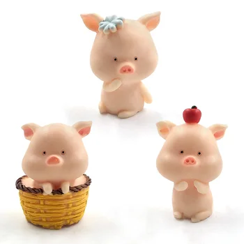 Derva Amatų mini Mielas Kiaulių statulėlės Gyvūnų Modelio Moss micro kraštovaizdžio namų dekoro miniatiūriniai pasakų sodo puošmena priedai