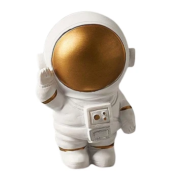 Derva Astronautas Figūrėlės Astronautas su Mėnulio Skulptūros, Dekoratyvinės Figūrėlės Statulos Dovana Vaikams Berniukams Kosmoso Mėgėjams