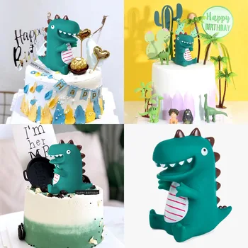 Didelis Animacinių filmų Dinozaurų Tortas, papuošimai Vaikas Laimingas Gimtadienio Tortas Dekoro Baby Shower Pyragas Topper Donosaur Temą Šalies Prekių