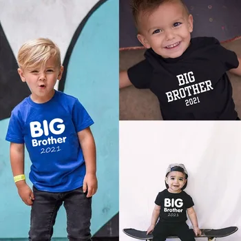 Didysis Brolis 2021 Marškinėliai Kūdikiams, Vaikiška Big Brother Marškinėlius Big Bro 2021 M. Vasarą trumpomis Rankovėmis Anouncement marškinėlių Mada Vaikams