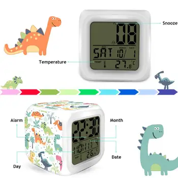 Dinozaurų Žadintuvas LED Skaitmeninis Laikrodis, 7 Spalvinga Žėrintis Šviesos Naktį Unicornio Despertador Vaikai staliukas Laikrodis Vaikų Dovanų
