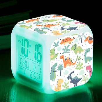 Dinozaurų Žadintuvas LED Skaitmeninis Laikrodis, 7 Spalvinga Žėrintis Šviesos Naktį Unicornio Despertador Vaikai staliukas Laikrodis Vaikų Dovanų