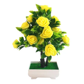 Dirbtinių Gėlių, Augalų, Rožių Vazoninių Bonsai Biure Sodo Darbalaukio Ornamentu Dekoro Dirbtinės Gėlės į Puodą Namų Dekoro