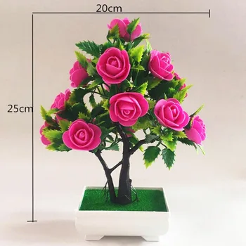 Dirbtinių Gėlių, Augalų, Rožių Vazoninių Bonsai Biure Sodo Darbalaukio Ornamentu Dekoro Dirbtinės Gėlės į Puodą Namų Dekoro